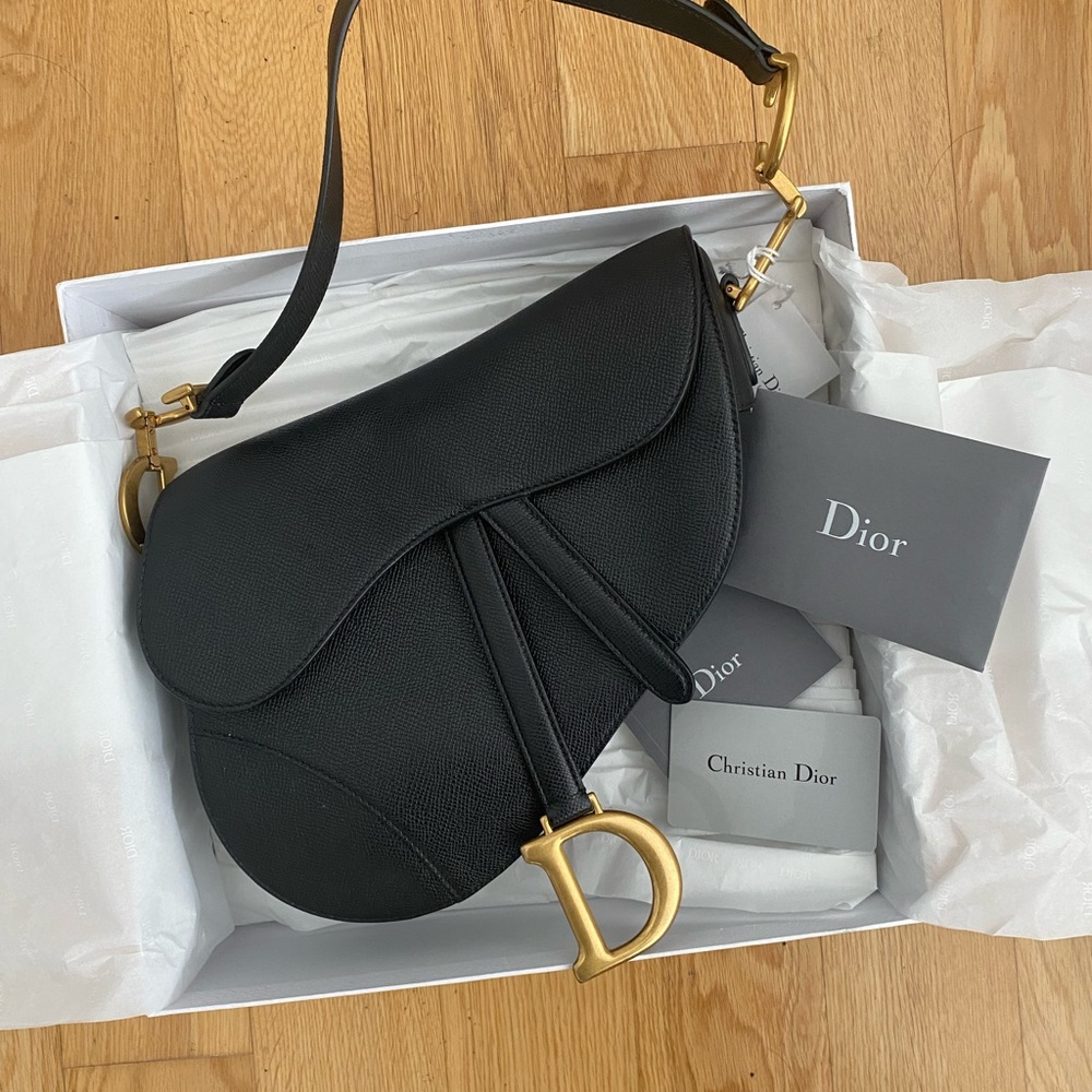 Christian Dior Leather Saddle Bag Black